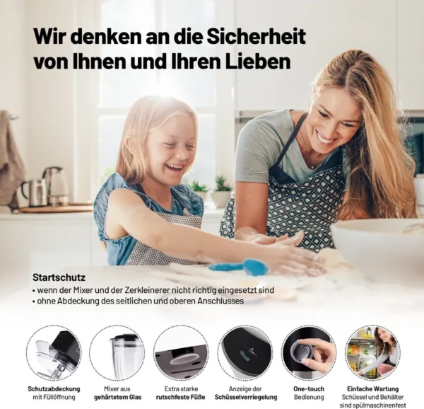 Lauben Kitchen Machine 1200BC, Küchenmaschine, planetarische Rührbewegung, 1200 W Leistung, Kupfermotor, Edelstahlschüssel mit 5,5 l Inhalt, Kochbuch – Image 6