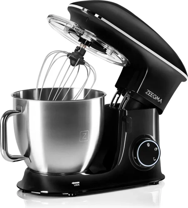 Zeegma Planeet Chef Küchenmaschine, Knetmaschine 2200W, Multifunktionaler Roboter, Teigmaschine, Rührmaschine mit 6,5 L Edelstahl Schüssel Schwarz – Image 2