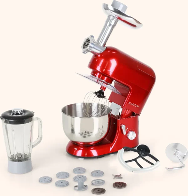 Klarstein Lucia Rossa Küchenmaschine Mixer (1200 Watt, 5 Liter Rührschüssel, Fleischwolf, Saftpresse ) – Image 7