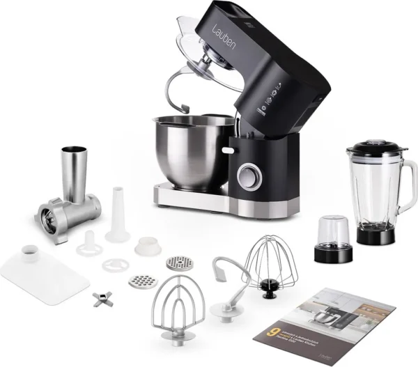 Lauben Kitchen Machine 1200BC, Küchenmaschine, planetarische Rührbewegung, 1200 W Leistung, Kupfermotor, Edelstahlschüssel mit 5,5 l Inhalt, Kochbuch – Image 2